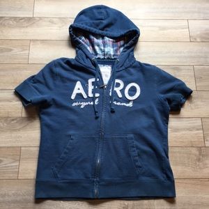 Aeropostale Short Sleeve Sweatshirt Hoodie (L)